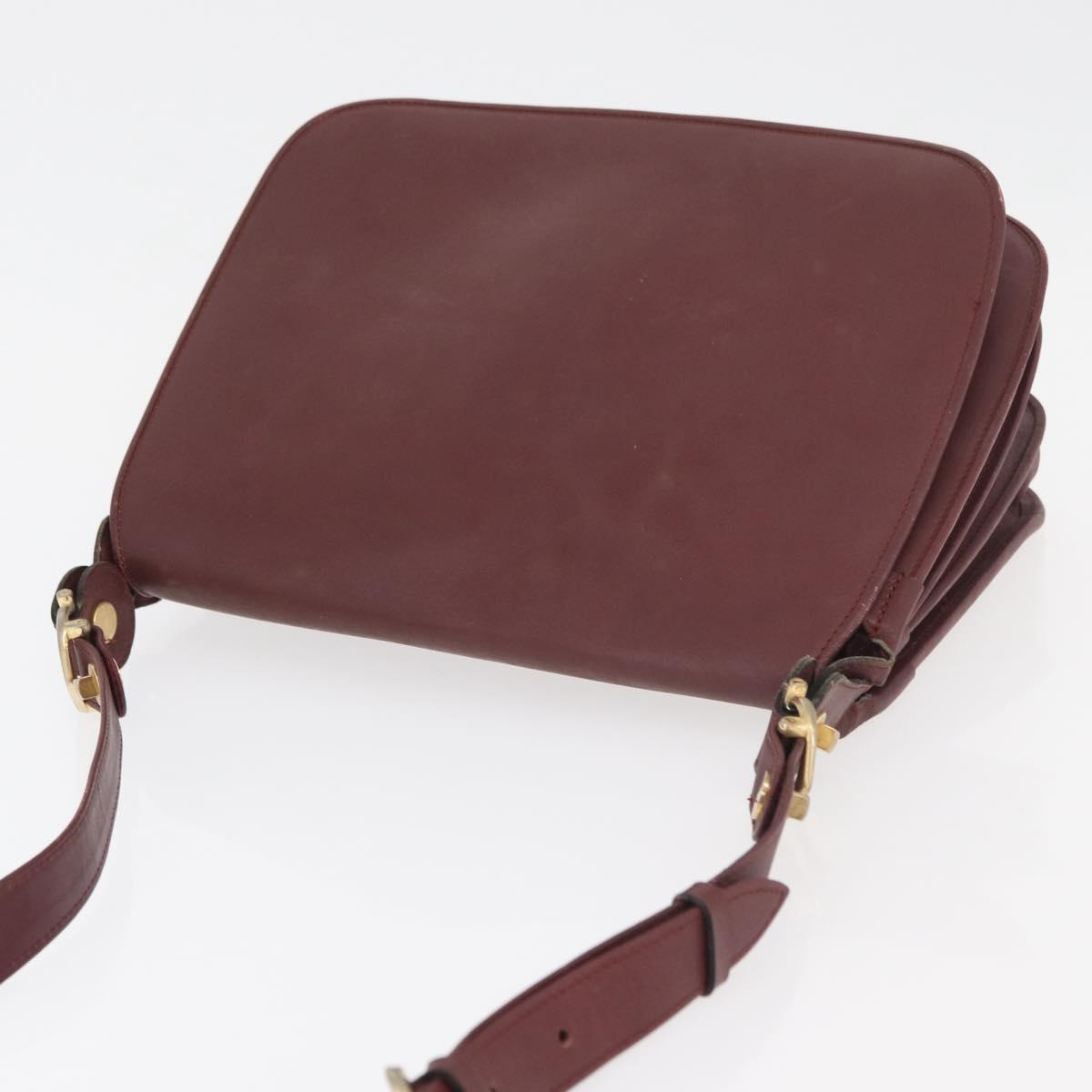 CARTIER Must Line Shoulder Bag Leather Bordeaux Gold Auth bs34510
