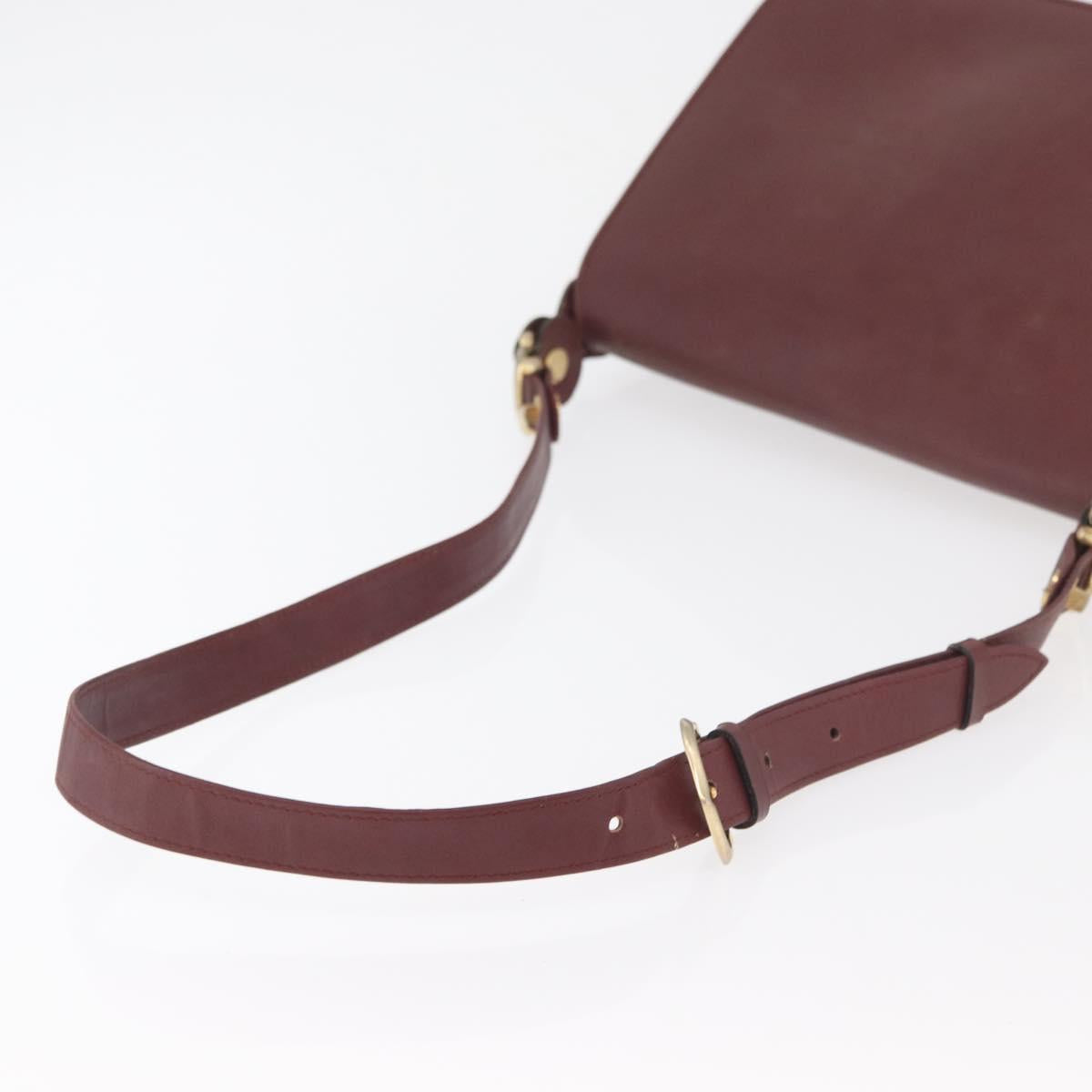 CARTIER Must Line Shoulder Bag Leather Bordeaux Gold Auth bs34510