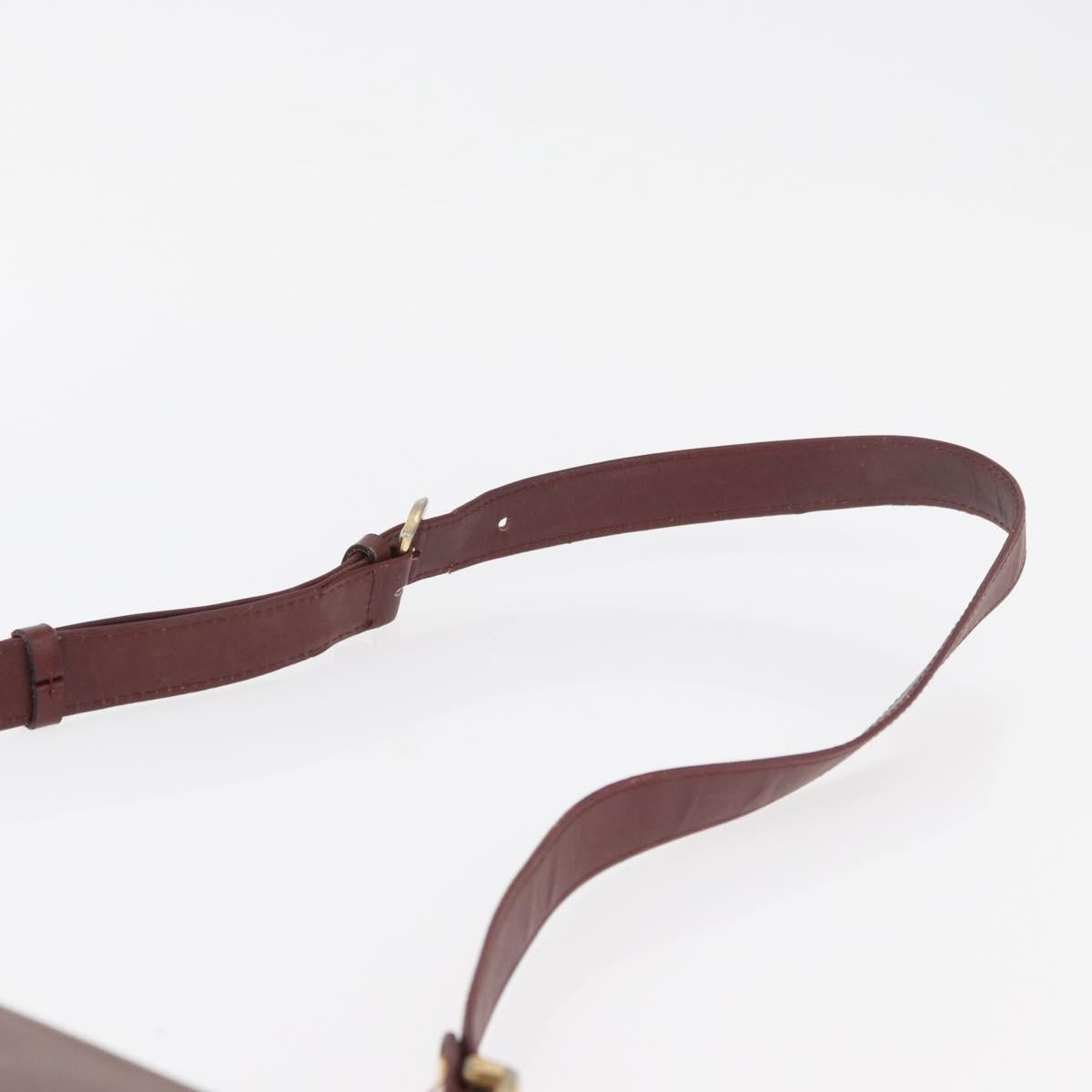 CARTIER Must Line Shoulder Bag Leather Bordeaux Gold Auth bs34510
