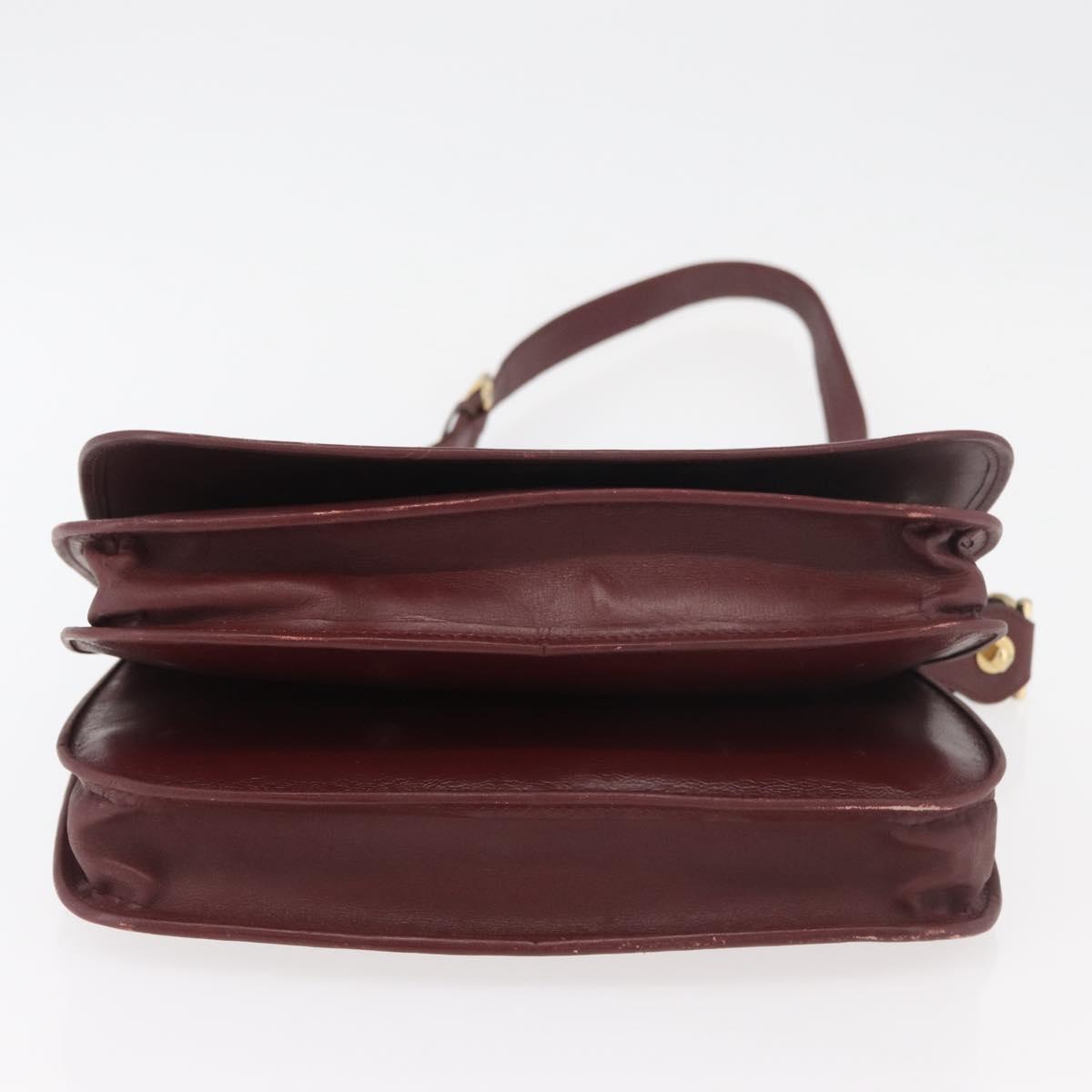 CARTIER Must Line Shoulder Bag Leather Bordeaux Gold Auth bs34510