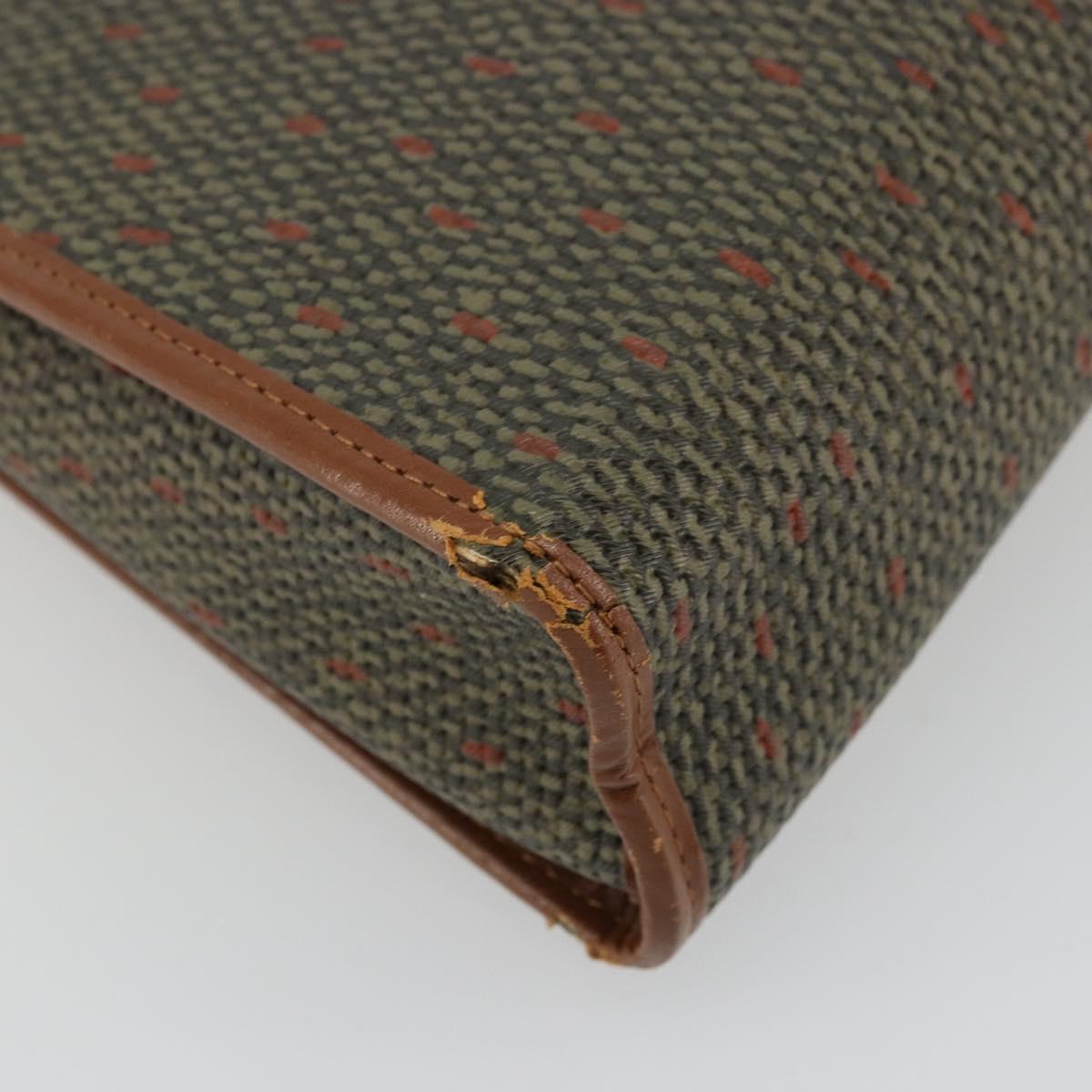 SAINT LAURENT Hand Bag Coated Canvas 2way Khaki Gold Auth bs34511