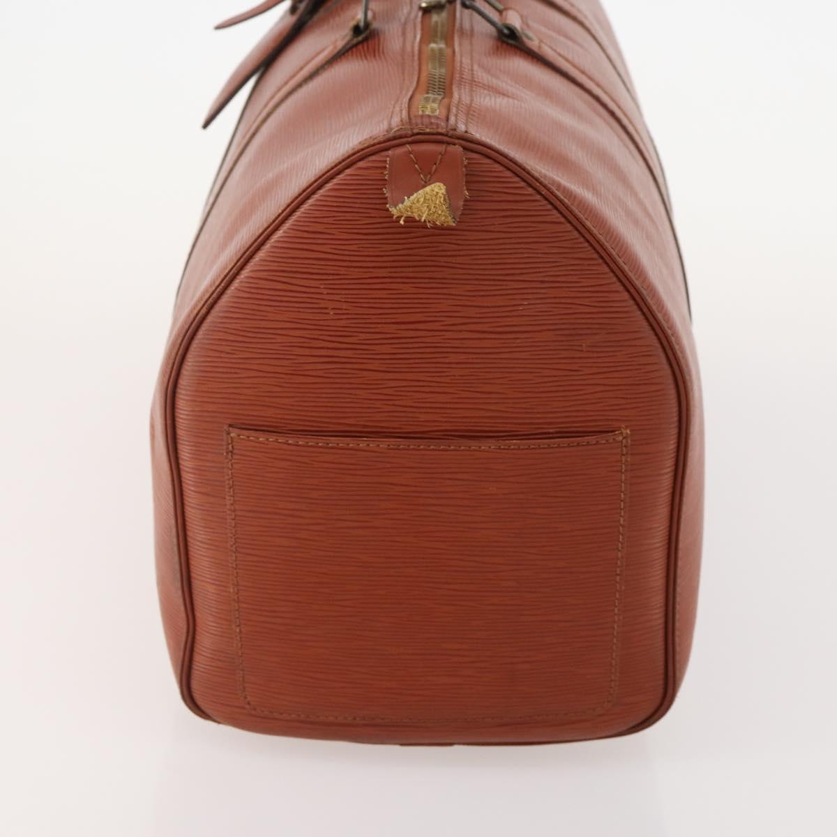 LOUIS VUITTON Epi Keepall 45 Boston Bag Brown M42978 LV Auth bs34522
