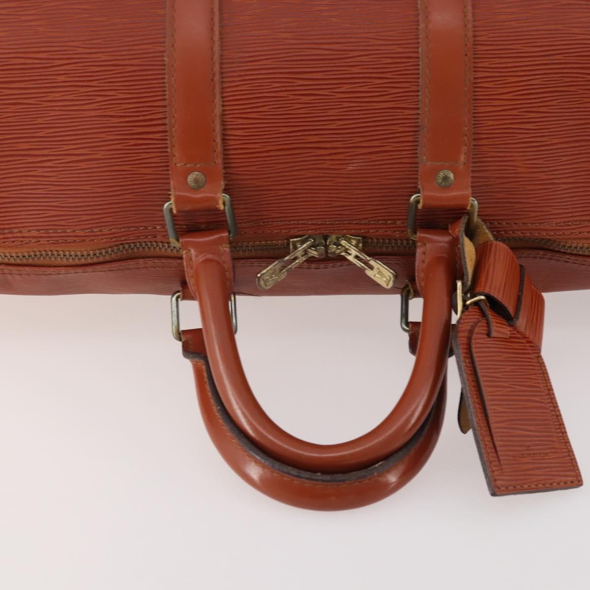 LOUIS VUITTON Epi Keepall 45 Boston Bag Brown M42978 LV Auth bs34522