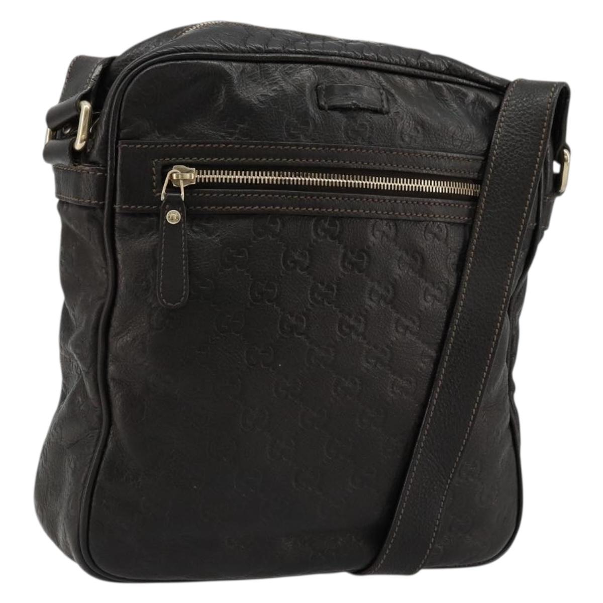 GUCCI GG Canvas Guccissima Shoulder Bag Leather Brown Gold 201448 Auth bs34524A