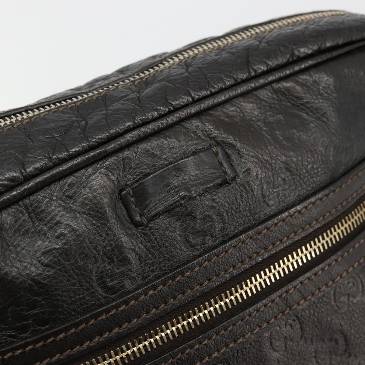 GUCCI GG Canvas Guccissima Shoulder Bag Leather Brown Gold 201448 Auth bs34524A