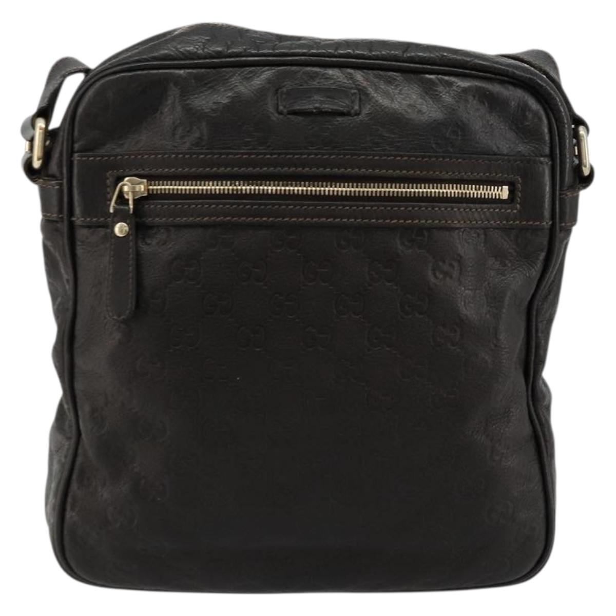 GUCCI GG Canvas Guccissima Shoulder Bag Leather Brown Gold 201448 Auth bs34524A