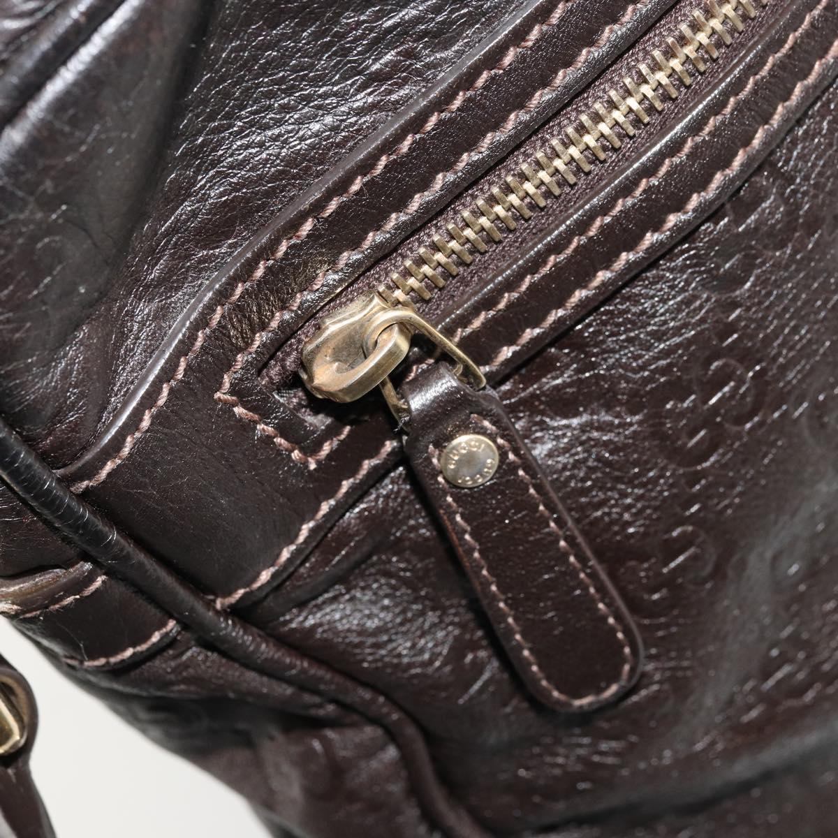 GUCCI GG Canvas Guccissima Shoulder Bag Leather Brown Gold 201448 Auth bs34524A
