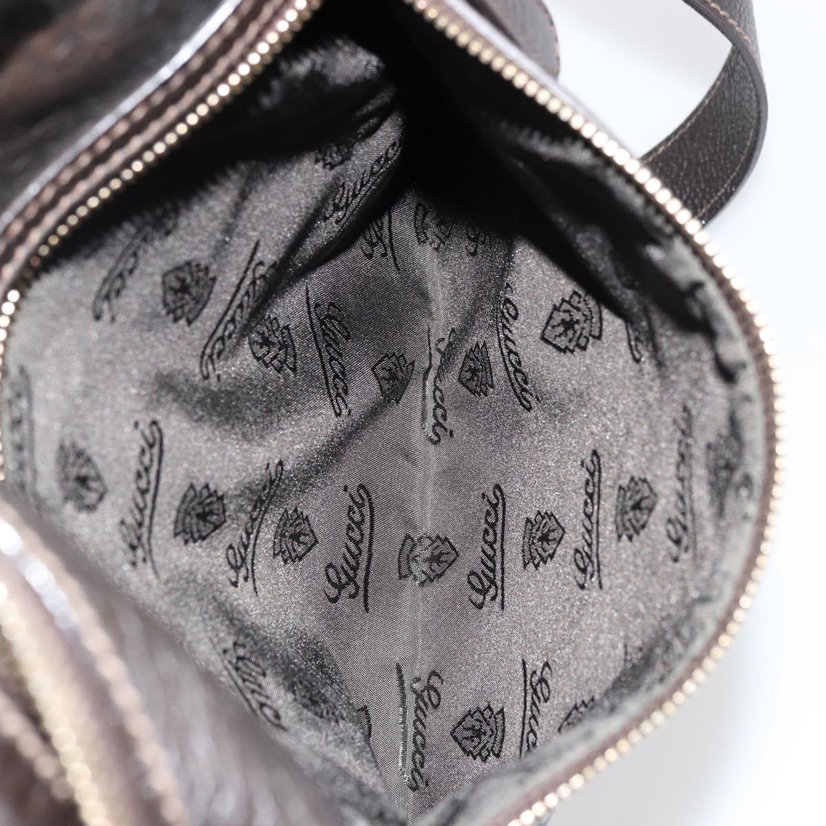 GUCCI GG Canvas Guccissima Shoulder Bag Leather Brown Gold 201448 Auth bs34524A