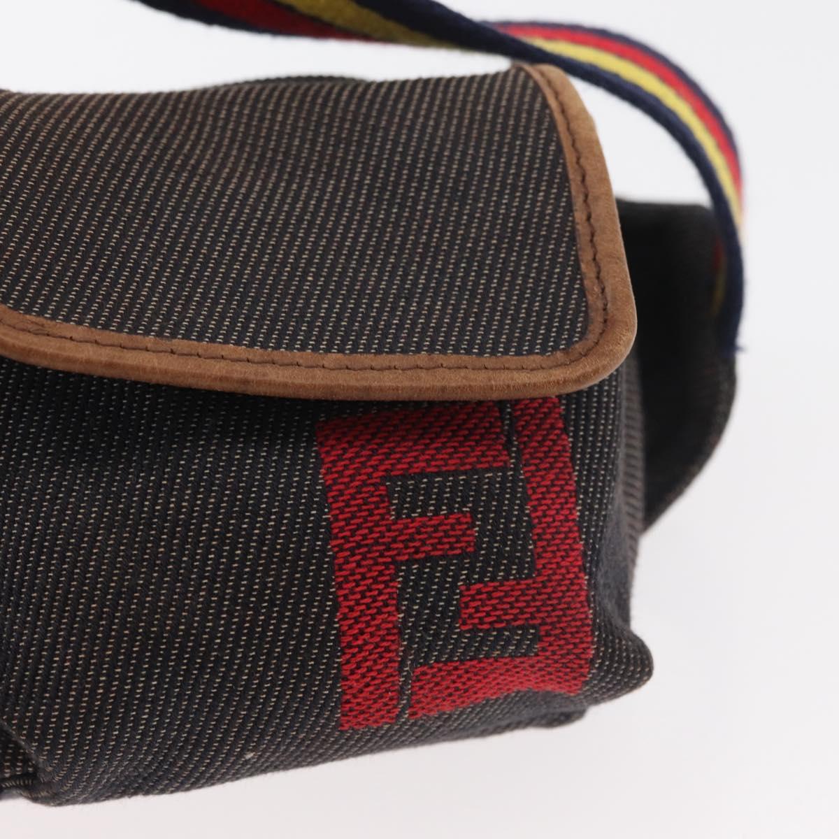 FENDI Waist bag Canvas Brown Auth bs34529