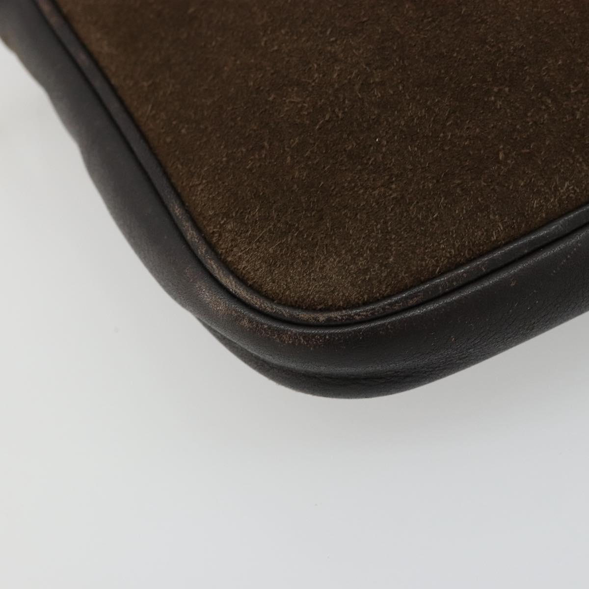 LOEWE Anagram Shoulder Bag Leather Brown Gold Auth bs34530