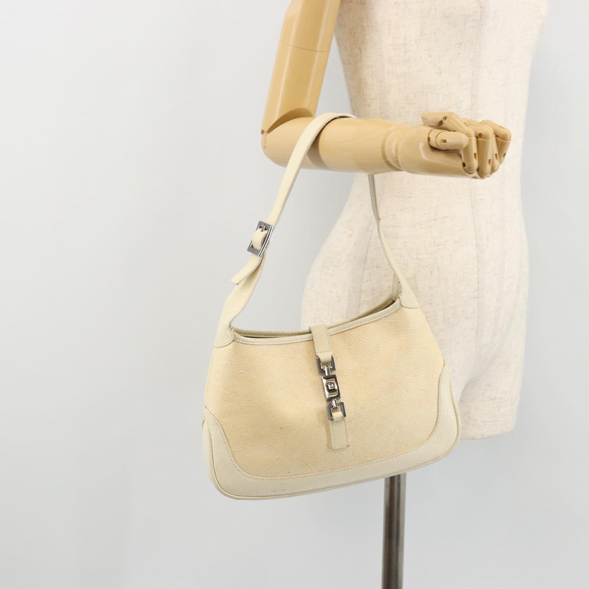 GUCCI Jackie Shoulder Bag Coated Canvas Beige Silver 001 3735 Auth bs34532