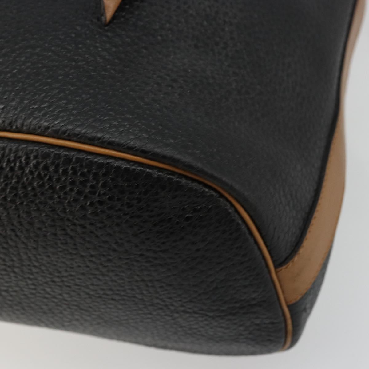 Christian Dior Purse Shoulder Bag Leather Black Gold Auth bs34533