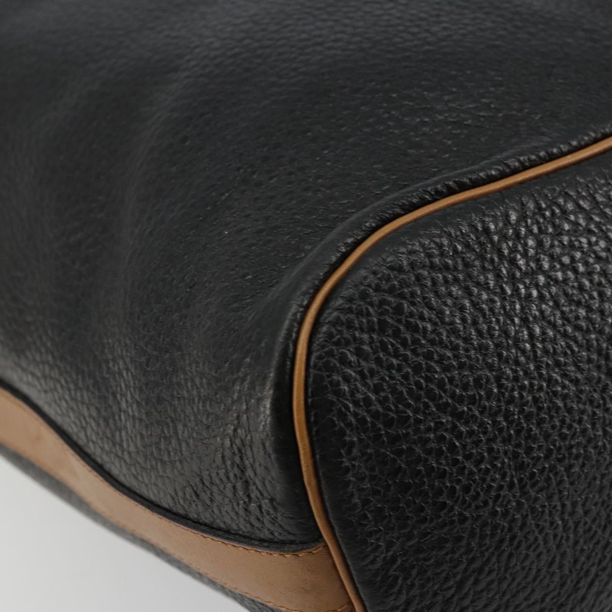 Christian Dior Purse Shoulder Bag Leather Black Gold Auth bs34533