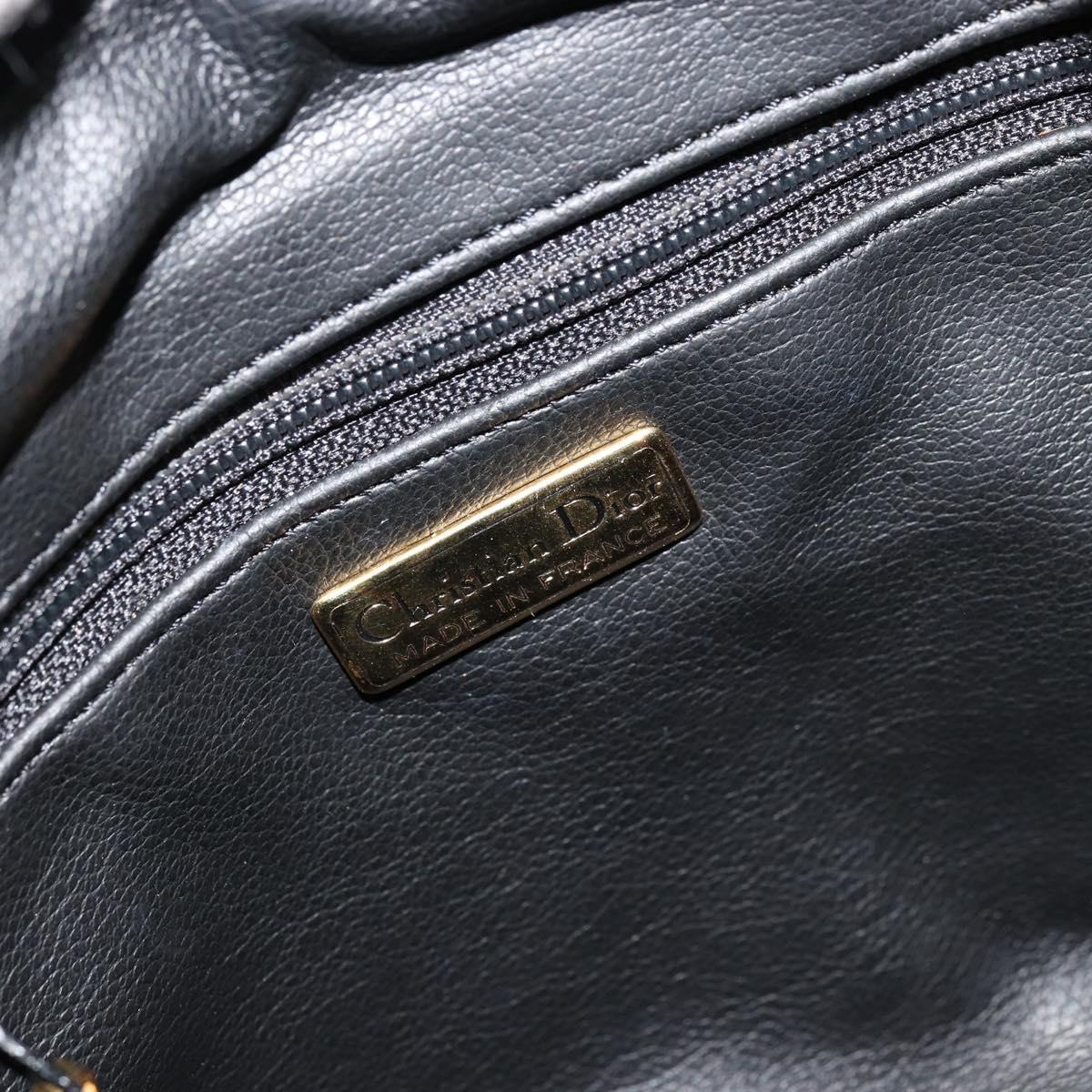Christian Dior Purse Shoulder Bag Leather Black Gold Auth bs34533