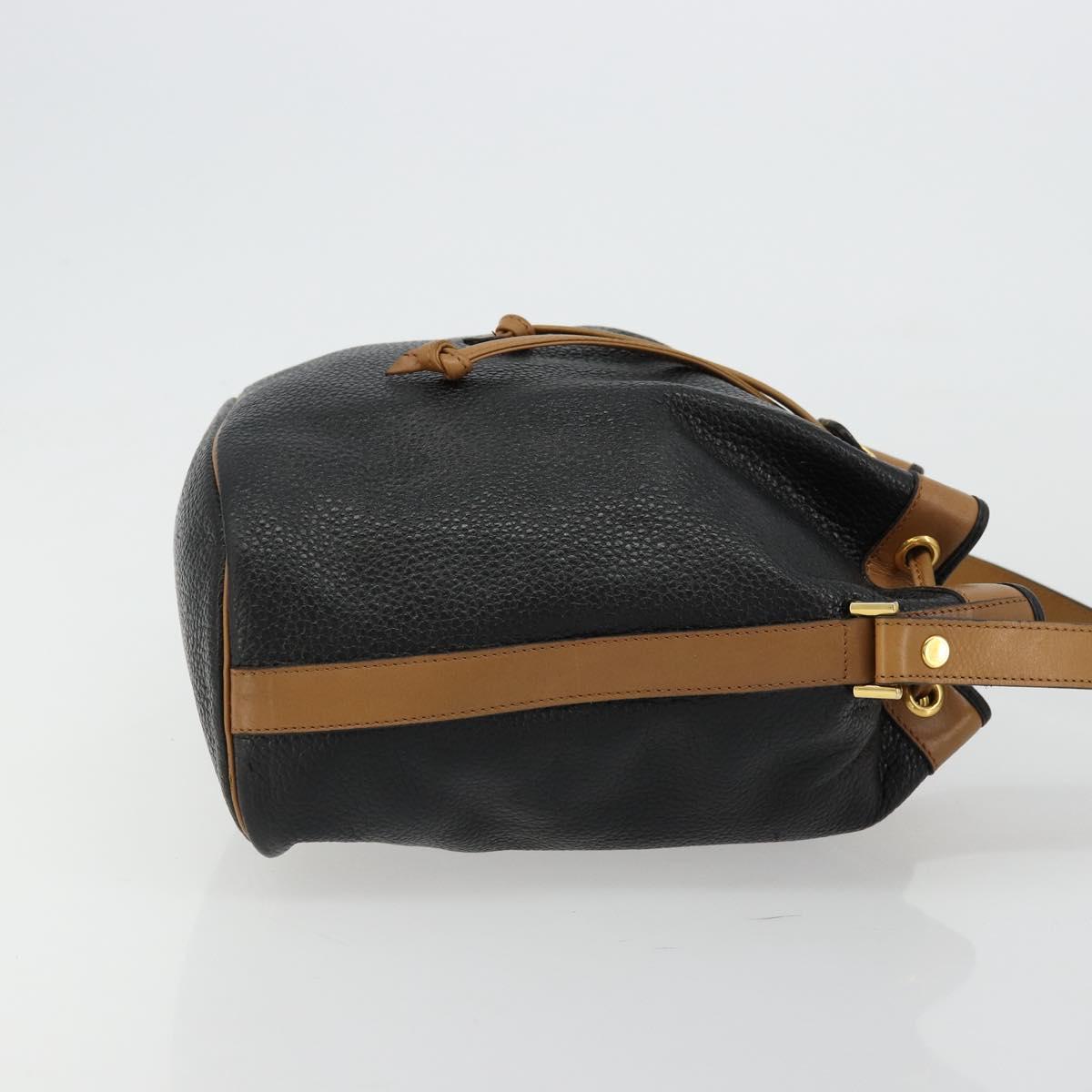 Christian Dior Purse Shoulder Bag Leather Black Gold Auth bs34533