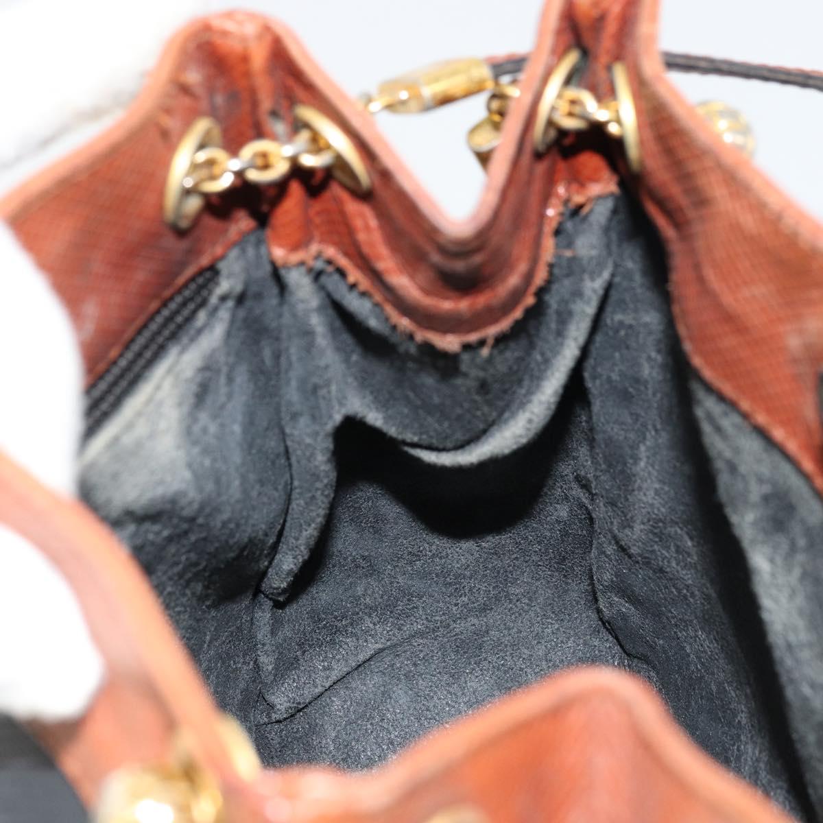 BOTTEGA VENETA Shoulder Bag PVC Leather Black Gold Auth bs34534
