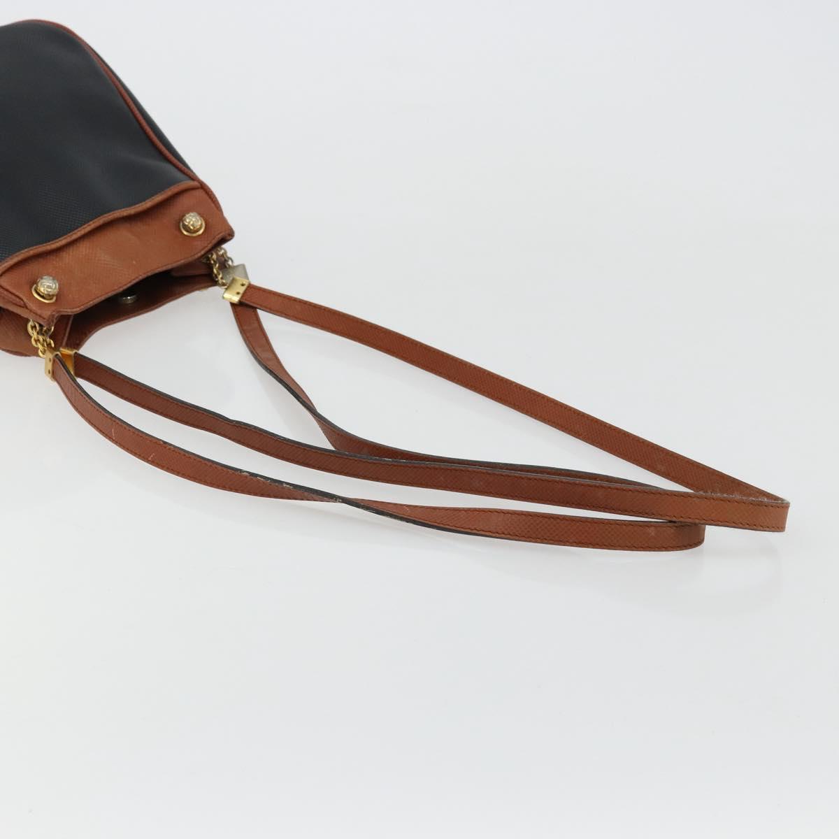 BOTTEGA VENETA Shoulder Bag PVC Leather Black Gold Auth bs34534