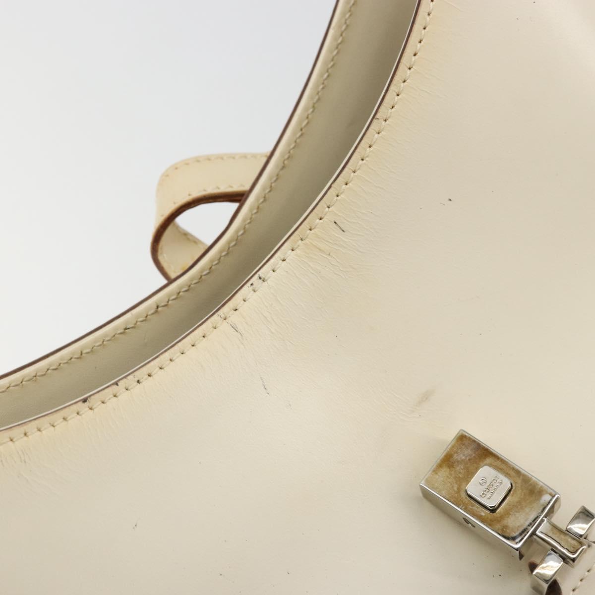 GUCCI Jackie Shoulder Bag Leather White Silver 001 3875 Auth bs34535