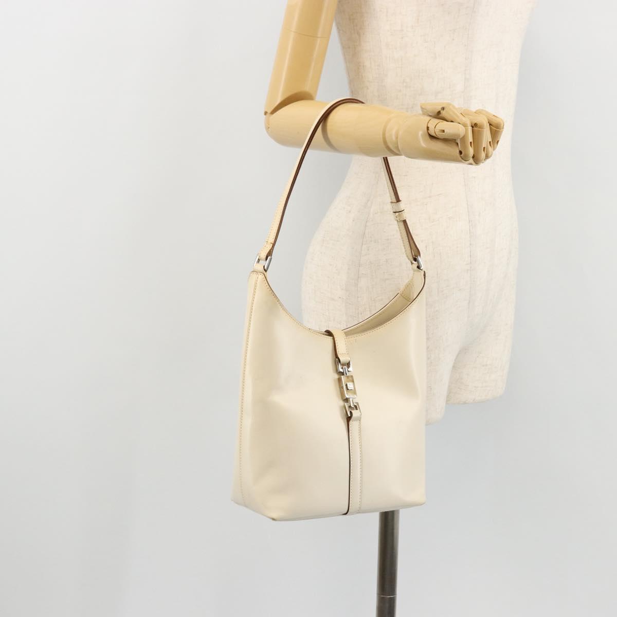 GUCCI Jackie Shoulder Bag Leather White Silver 001 3875 Auth bs34535