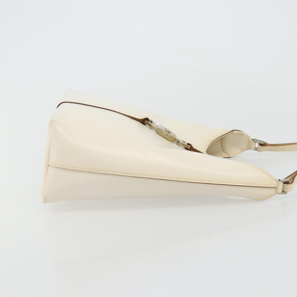 GUCCI Jackie Shoulder Bag Leather White Silver 001 3875 Auth bs34535