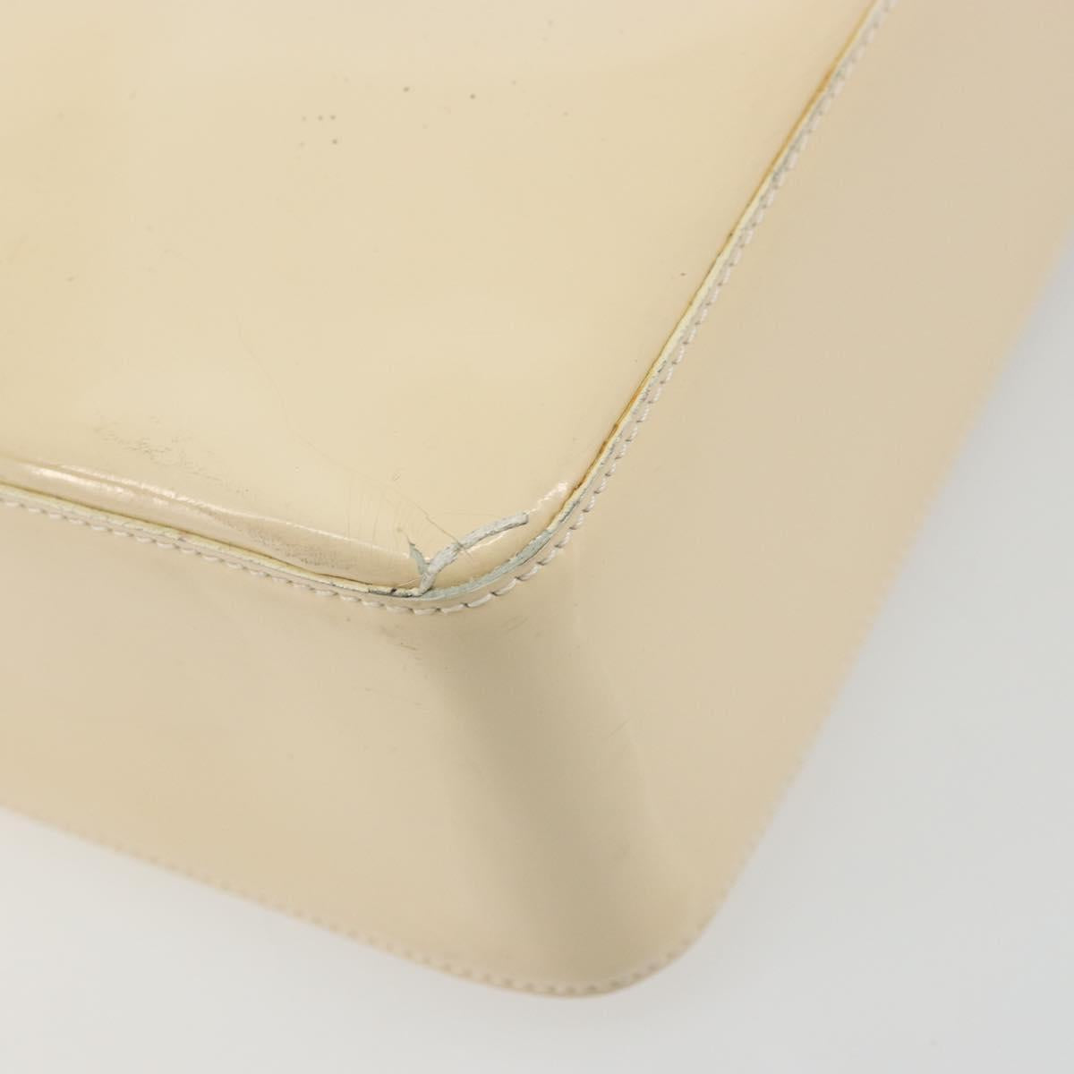 CHANEL Tote Bag Patent leather Ivory Gold CC Auth bs34540