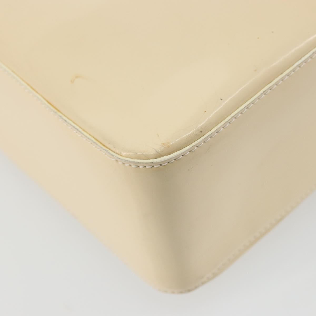 CHANEL Tote Bag Patent leather Ivory Gold CC Auth bs34540