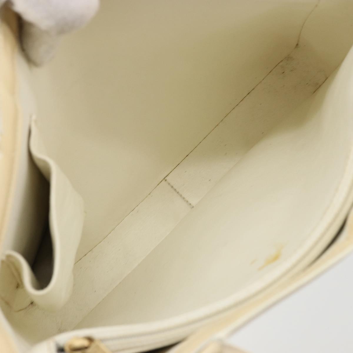 CHANEL Tote Bag Patent leather Ivory Gold CC Auth bs34540