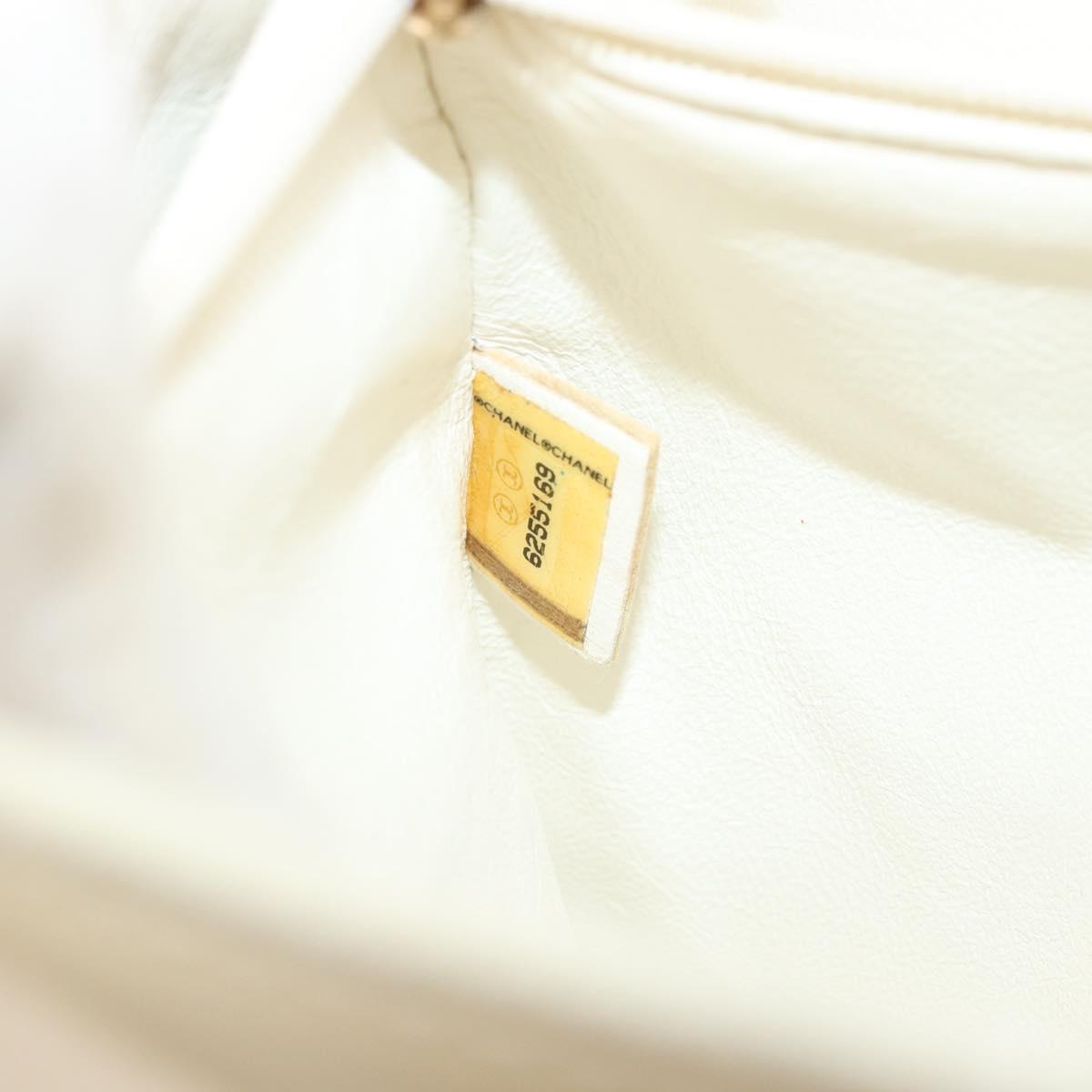 CHANEL Tote Bag Patent leather Ivory Gold CC Auth bs34540