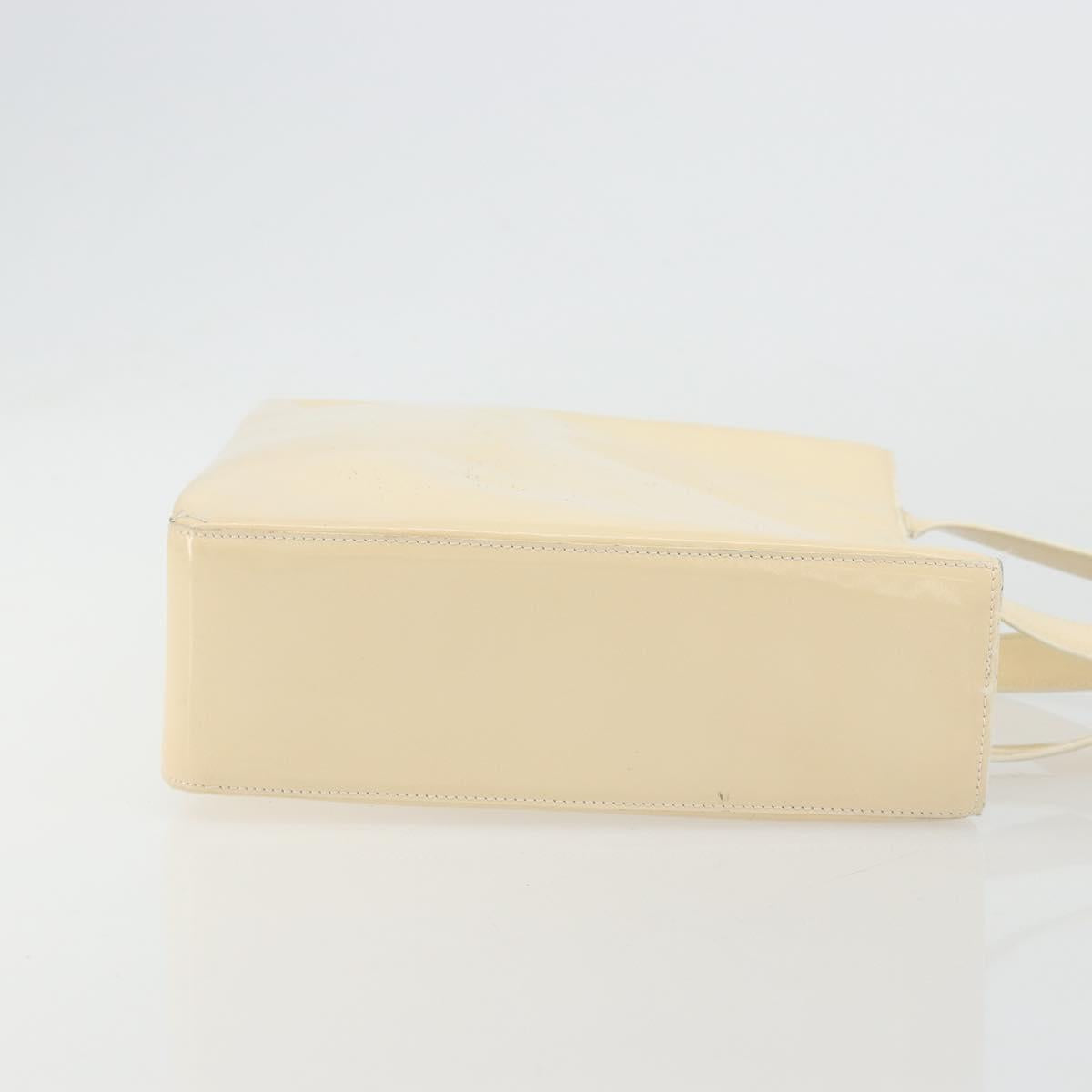 CHANEL Tote Bag Patent leather Ivory Gold CC Auth bs34540