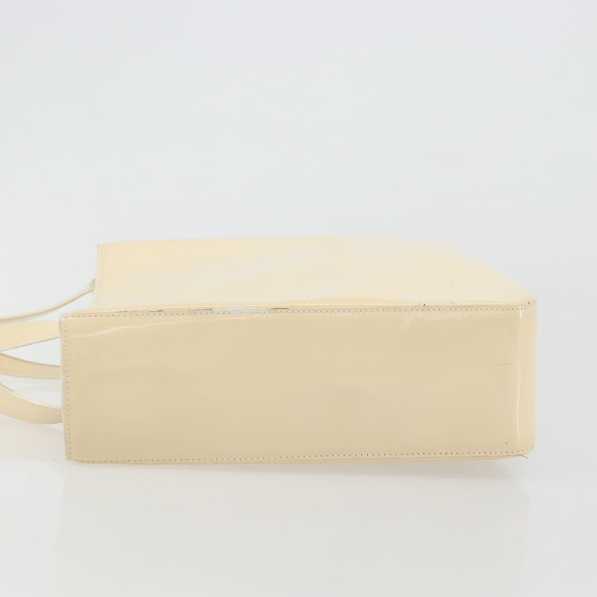 CHANEL Tote Bag Patent leather Ivory Gold CC Auth bs34540