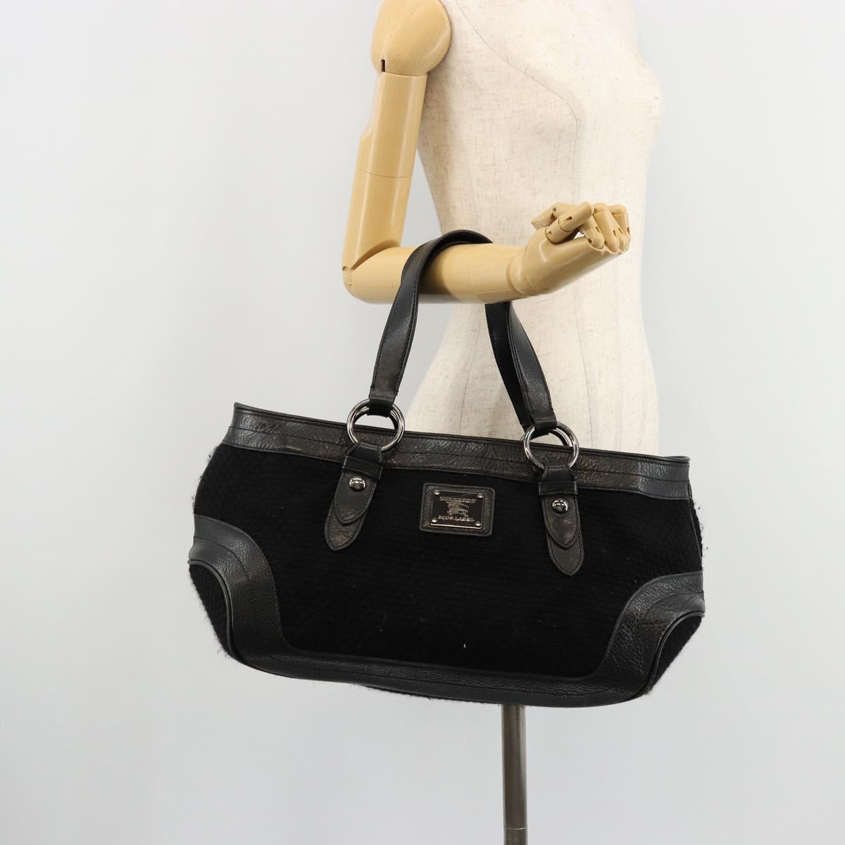 BURBERRY Blue Label Hand Bag Canvas Black Auth bs34542