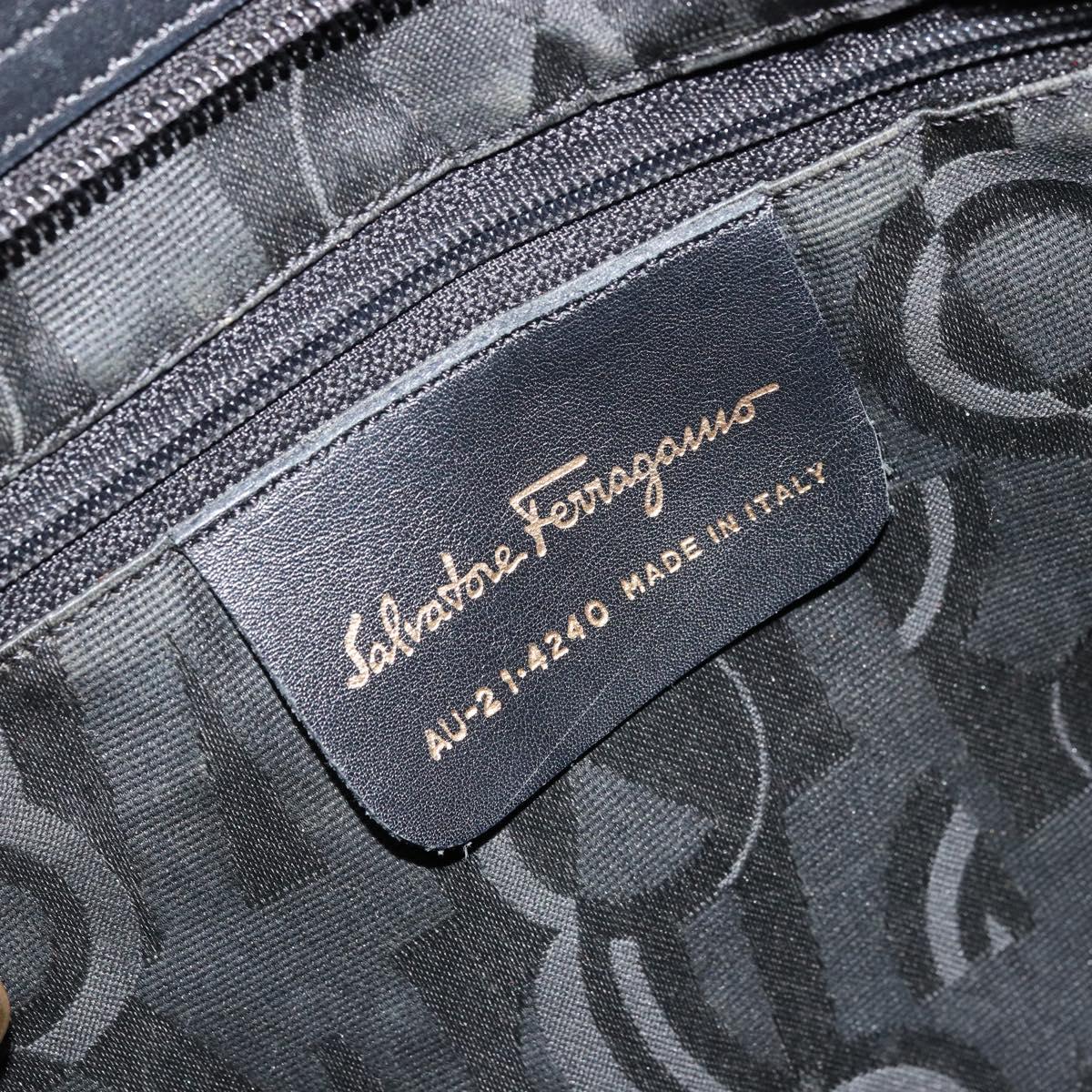 Salvatore Ferragamo Vala Tote Bag Canvas Black Gold Auth bs34543