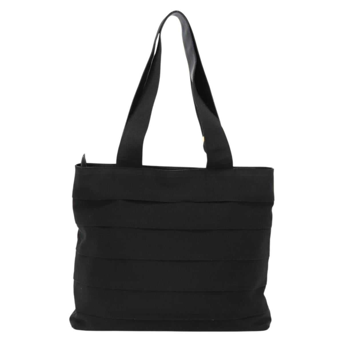 Salvatore Ferragamo Vala Tote Bag Canvas Black Gold Auth bs34543