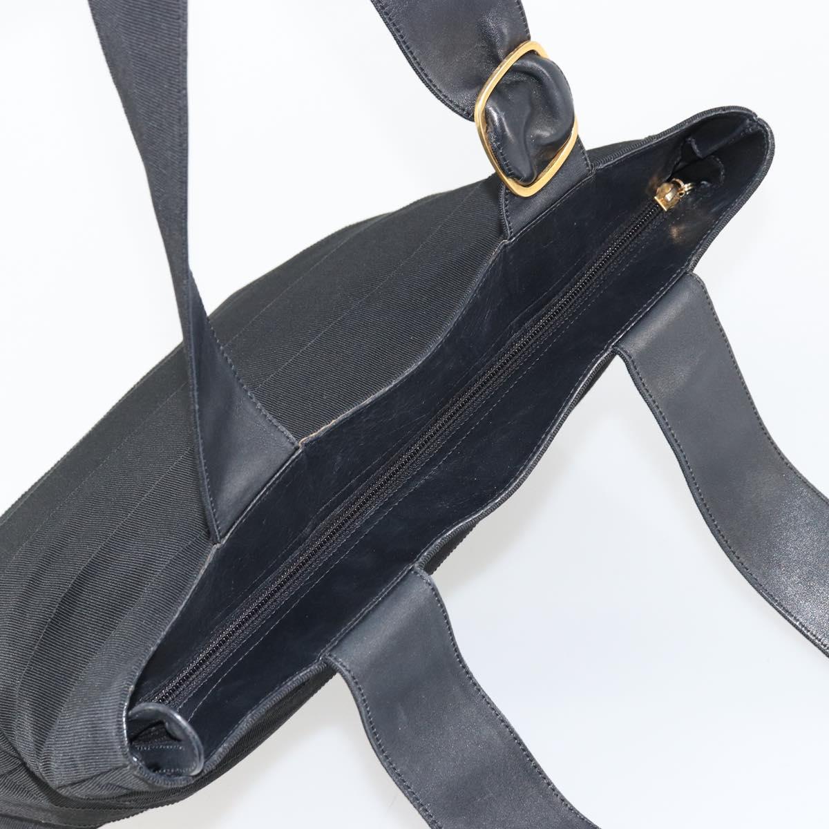 Salvatore Ferragamo Vala Tote Bag Canvas Black Gold Auth bs34543