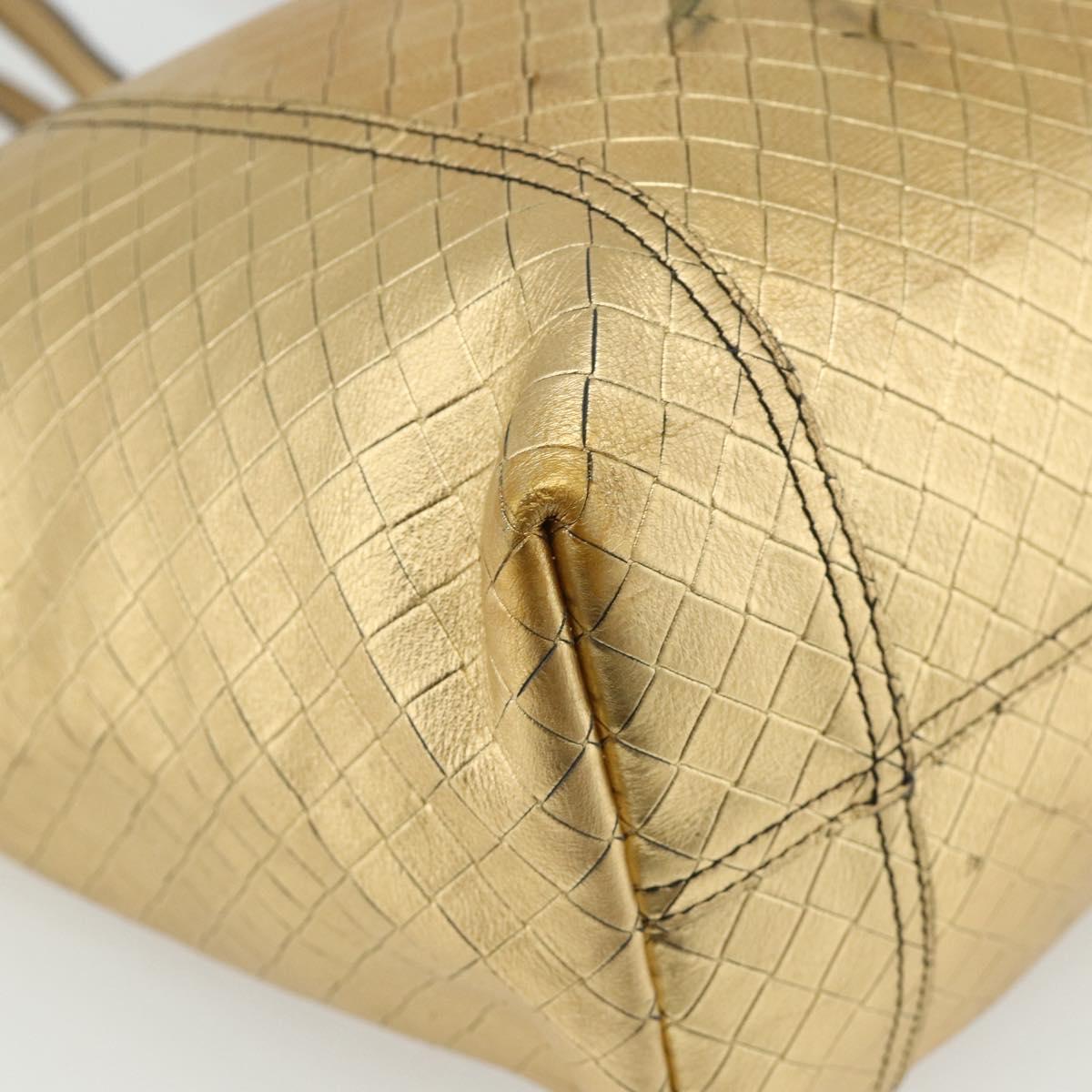 BOTTEGA VENETA INTRECCIATO Tote Bag Leather Gold Auth bs34545