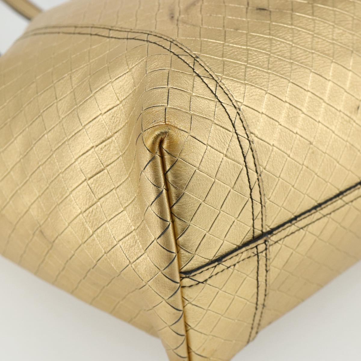 BOTTEGA VENETA INTRECCIATO Tote Bag Leather Gold Auth bs34545
