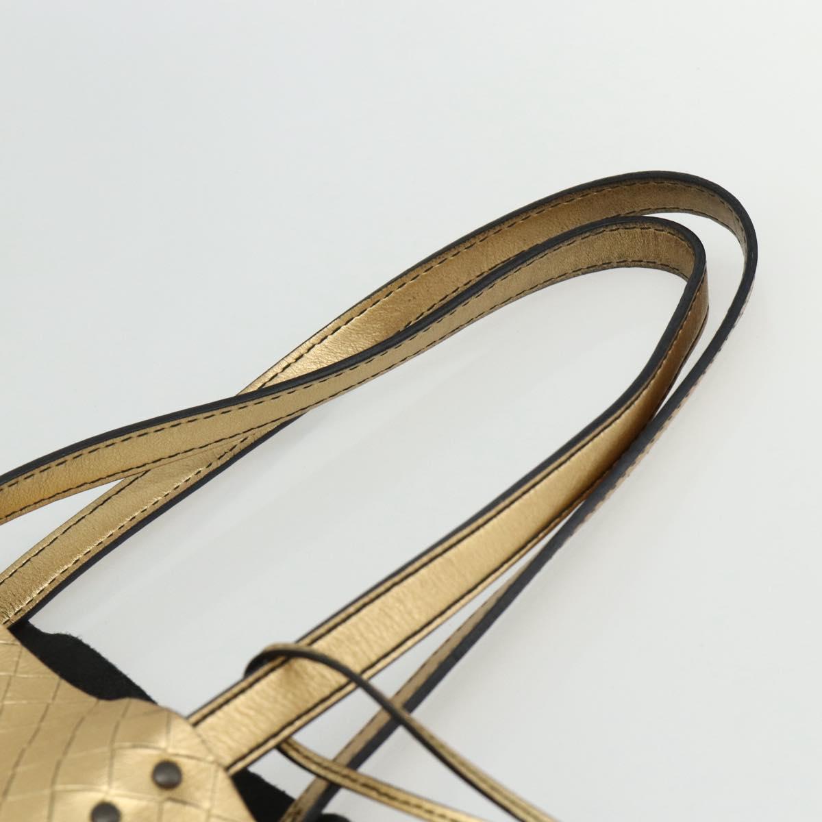 BOTTEGA VENETA INTRECCIATO Tote Bag Leather Gold Auth bs34545