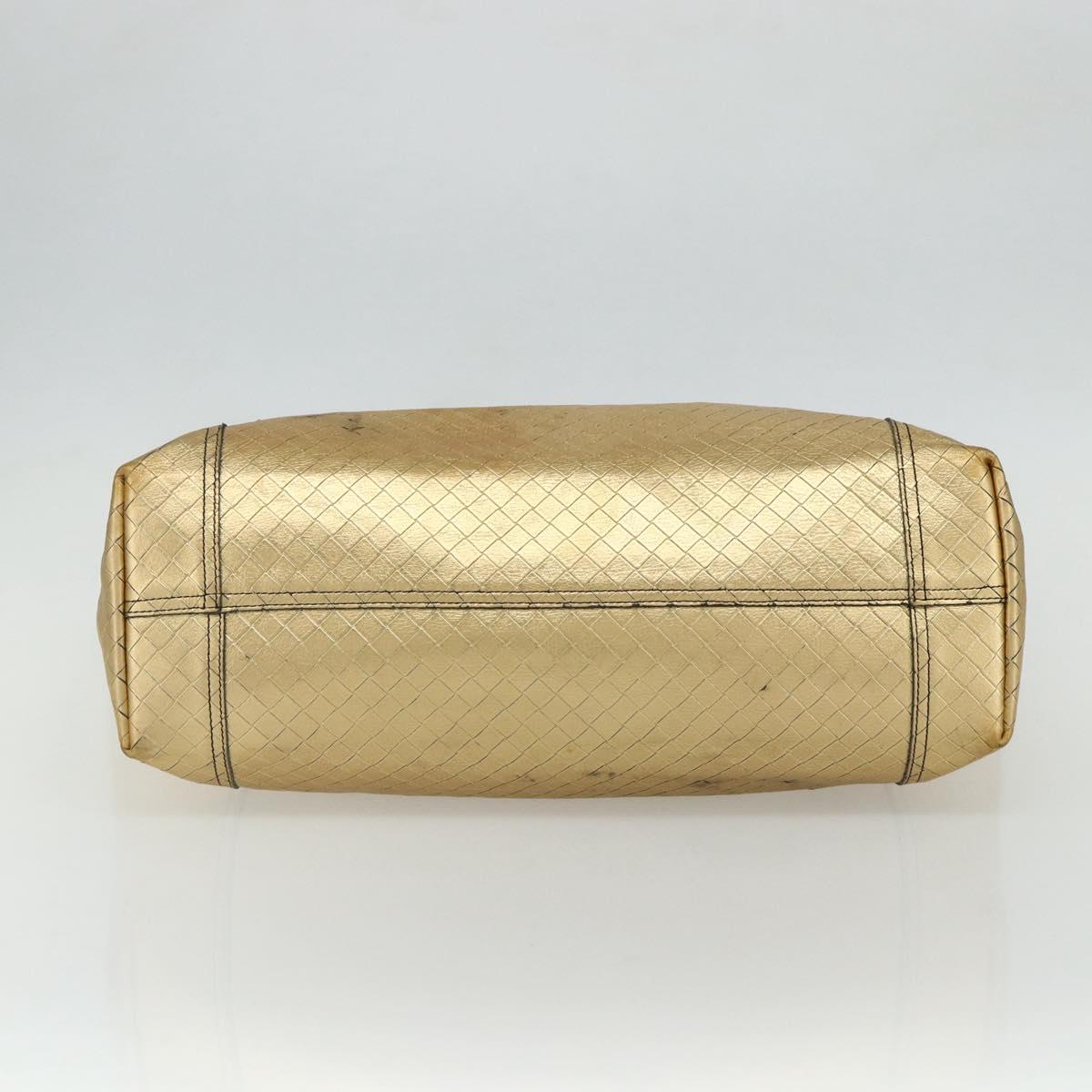 BOTTEGA VENETA INTRECCIATO Tote Bag Leather Gold Auth bs34545
