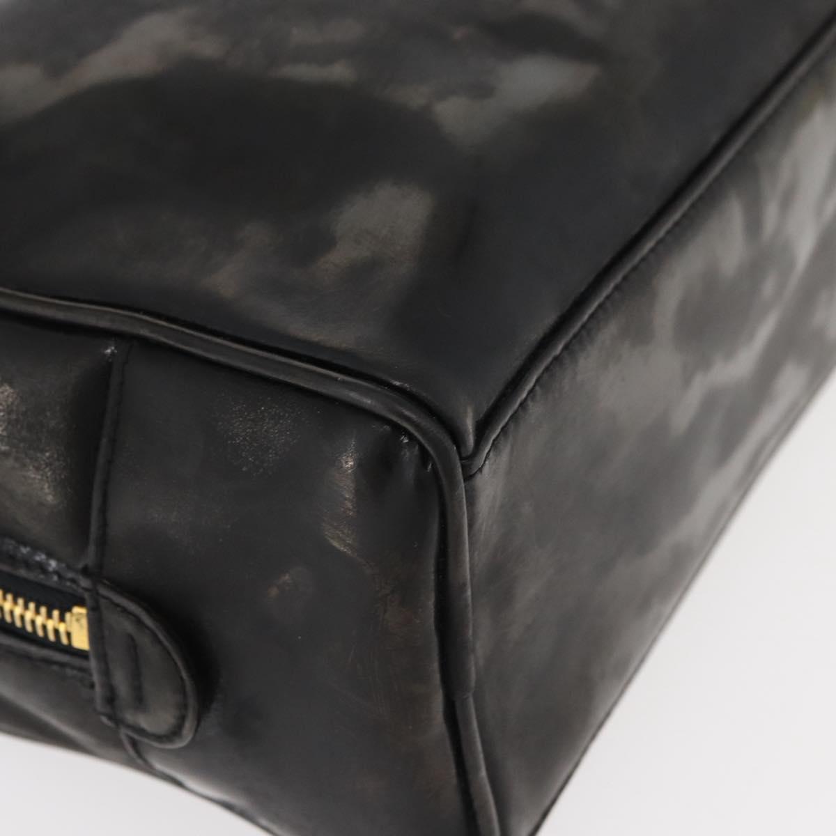 CHANEL Clutch Bag Patent leather Black Gold CC Auth bs34548