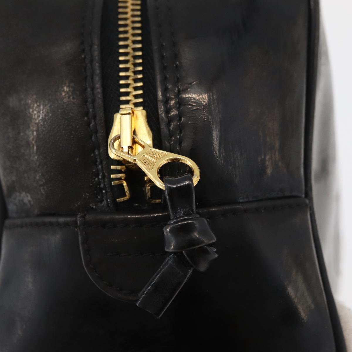 CHANEL Clutch Bag Patent leather Black Gold CC Auth bs34548