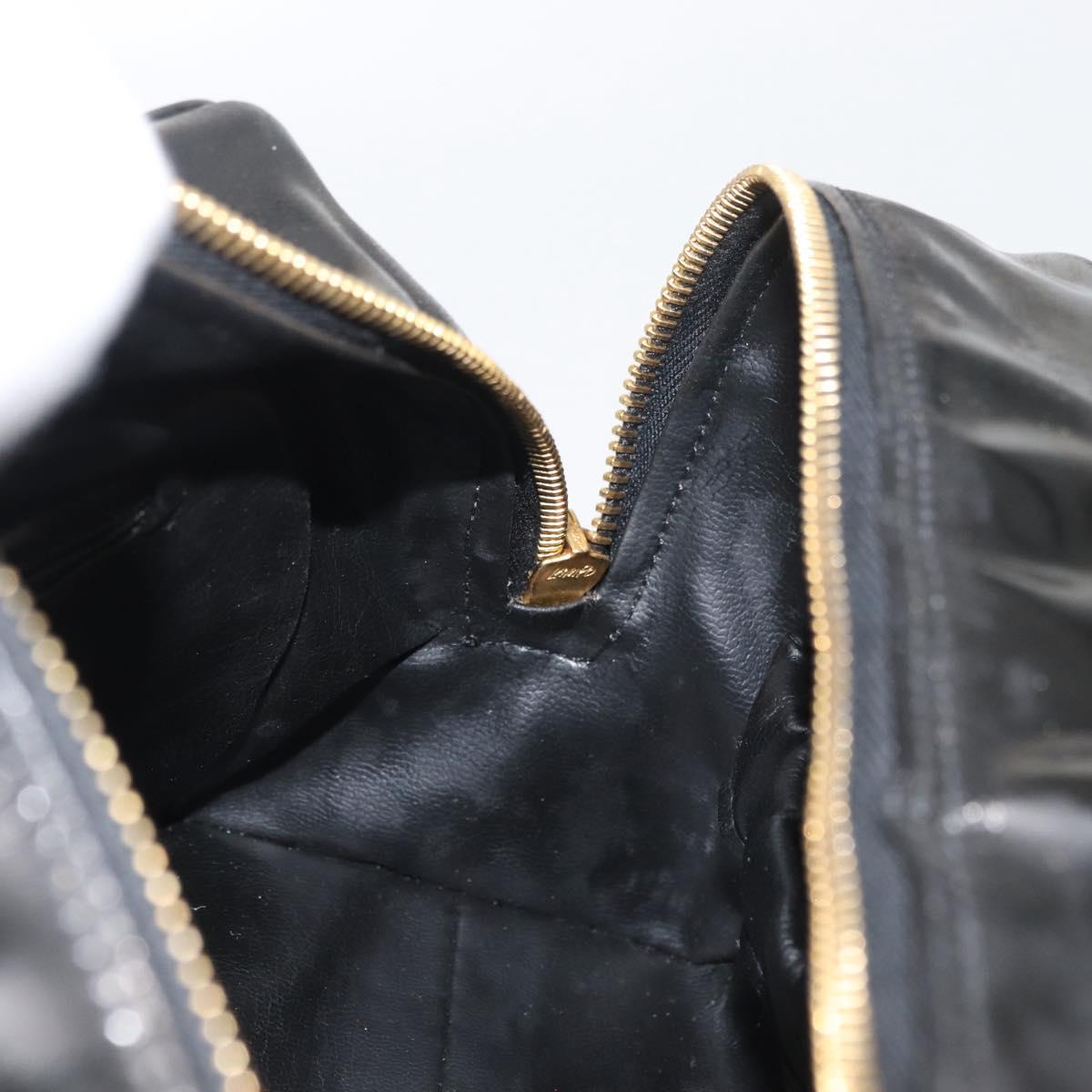 CHANEL Clutch Bag Patent leather Black Gold CC Auth bs34548
