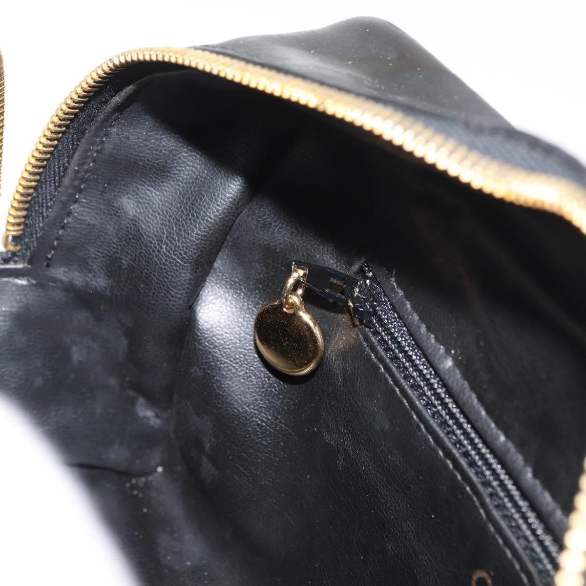 CHANEL Clutch Bag Patent leather Black Gold CC Auth bs34548