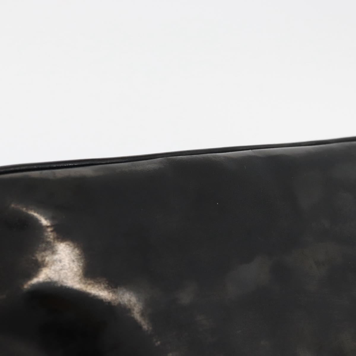 CHANEL Clutch Bag Patent leather Black Gold CC Auth bs34548