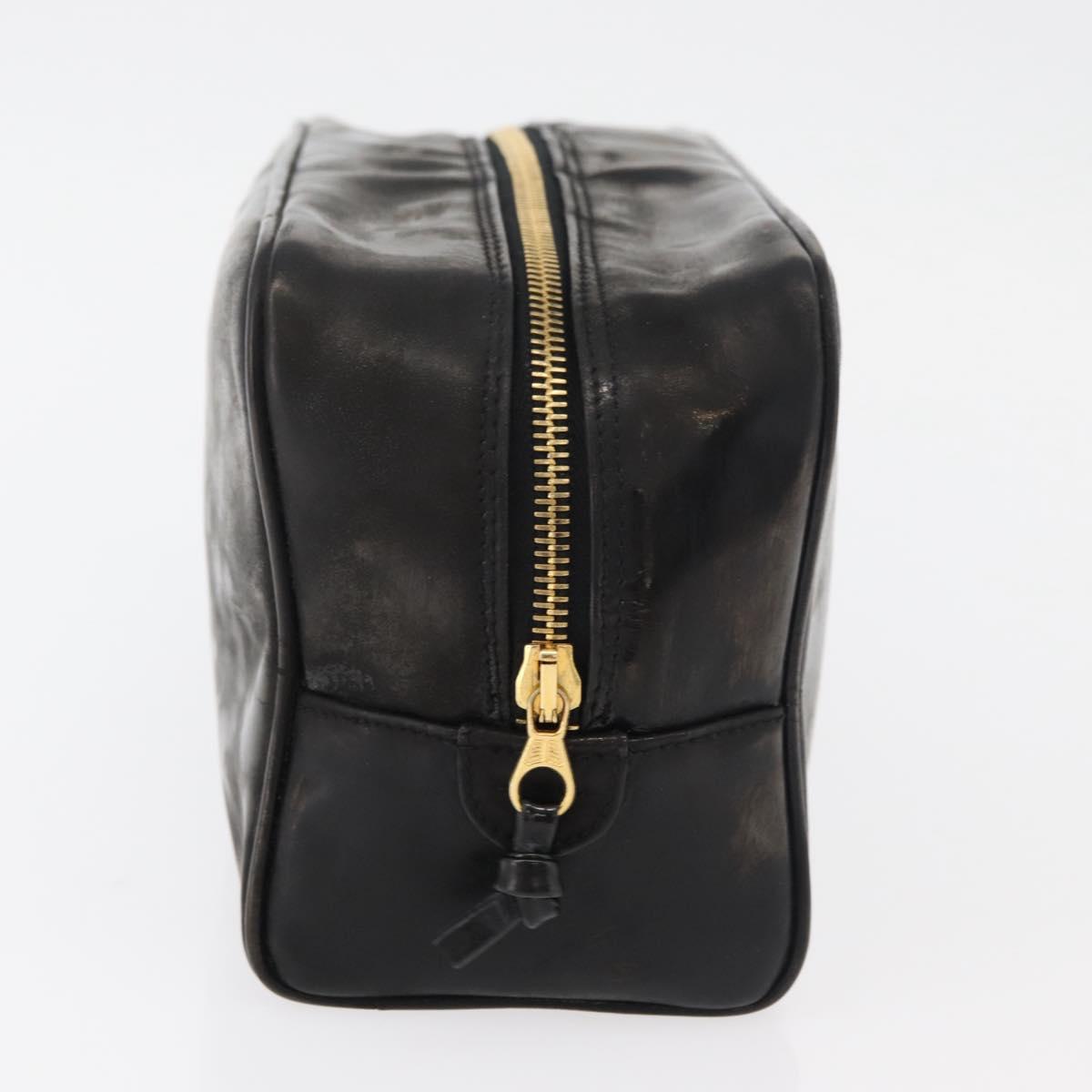 CHANEL Clutch Bag Patent leather Black Gold CC Auth bs34548