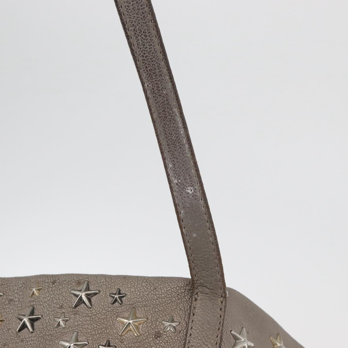 Jimmy Choo Tote Bag Leather Gray Gold Auth bs34549