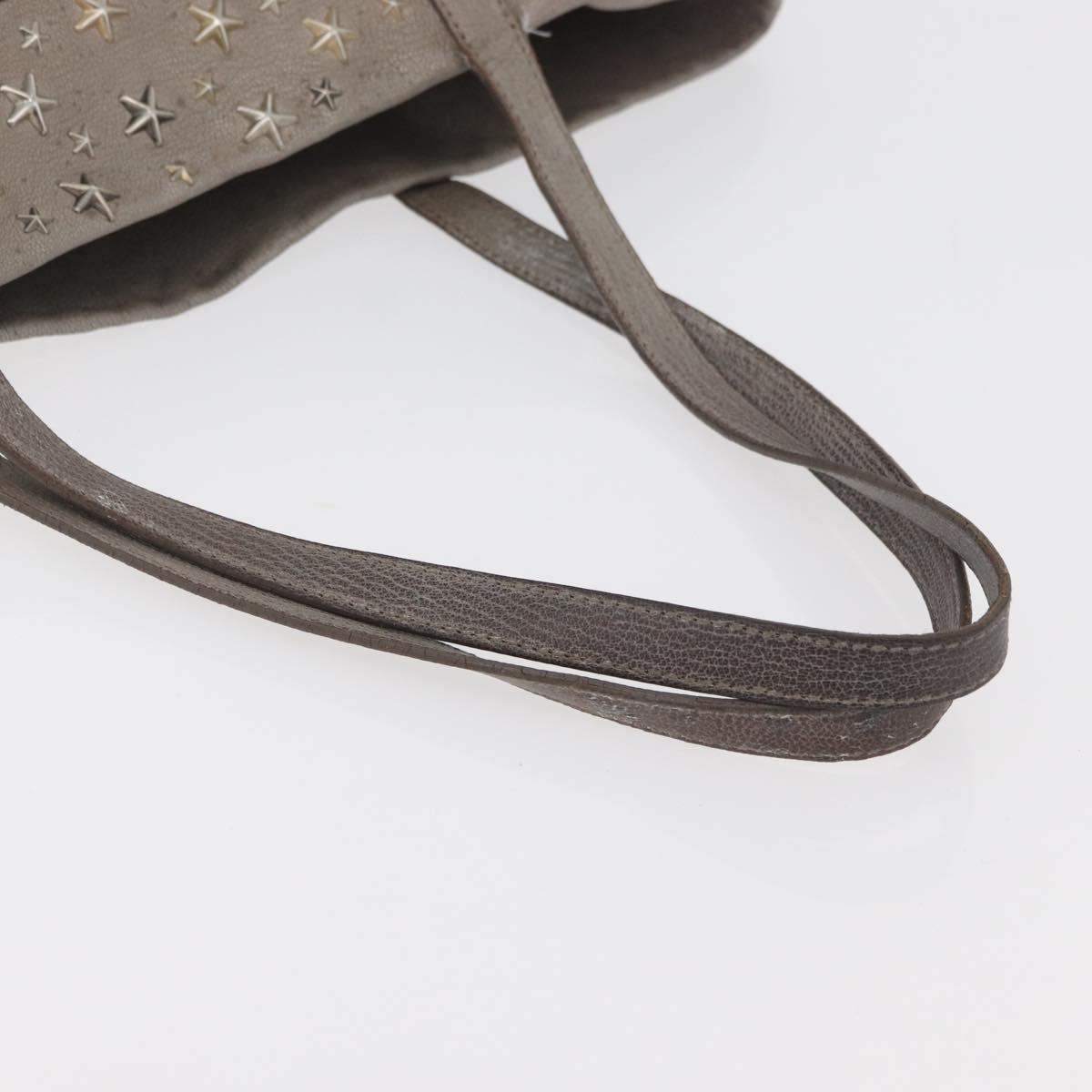 Jimmy Choo Tote Bag Leather Gray Gold Auth bs34549