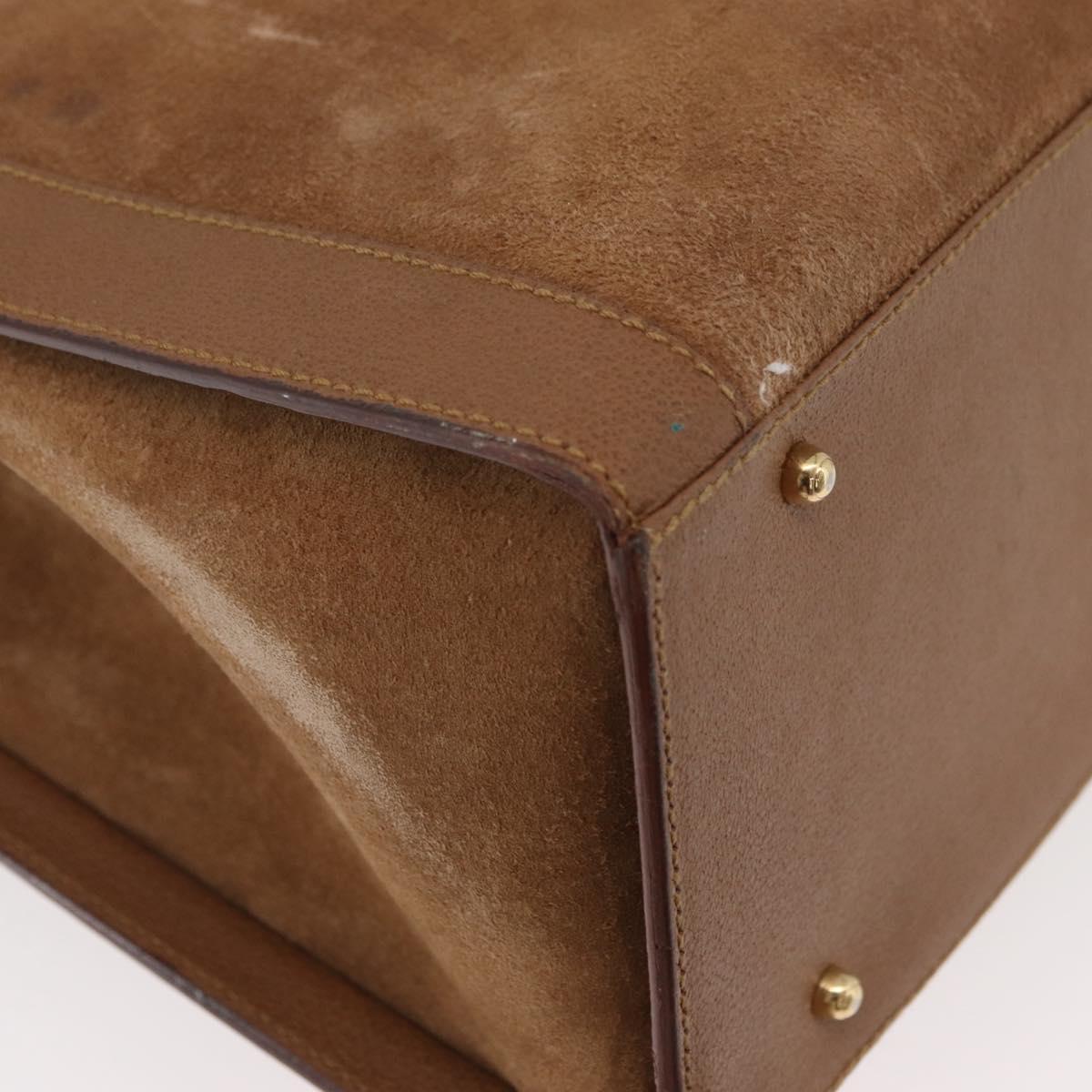 GUCCI Bamboo Tote Bag Suede Leather Brown Gold 002 1186 0259 Auth bs34551