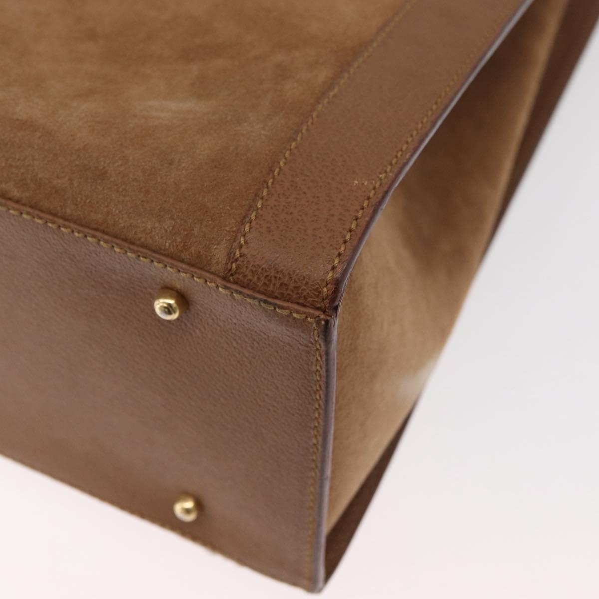 GUCCI Bamboo Tote Bag Suede Leather Brown Gold 002 1186 0259 Auth bs34551