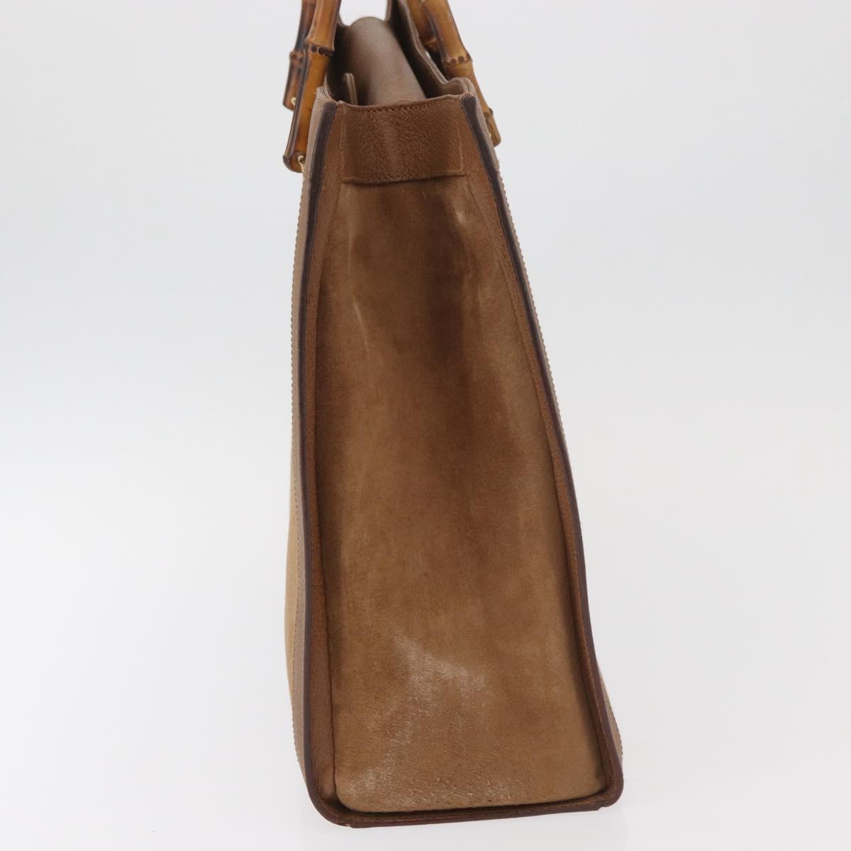GUCCI Bamboo Tote Bag Suede Leather Brown Gold 002 1186 0259 Auth bs34551