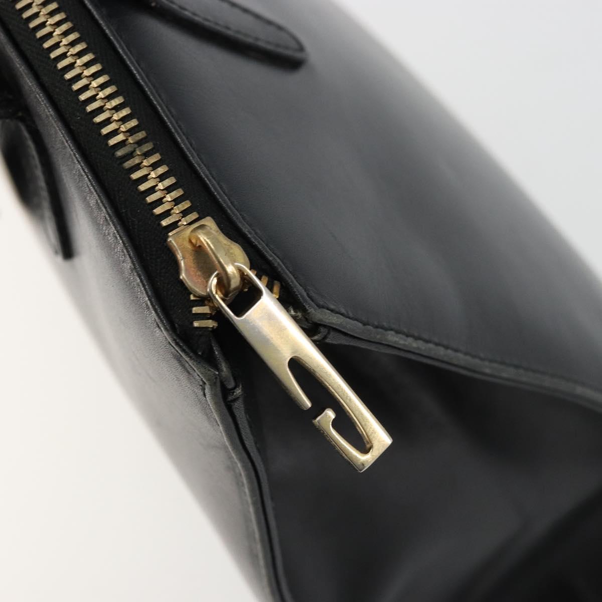 GUCCI Hand Bag Leather Black Gold 000 2058 0569 0 Auth bs34553